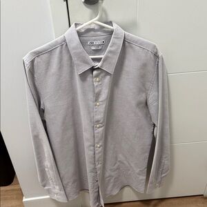Zara Men's Light Gray Button Down Shirt